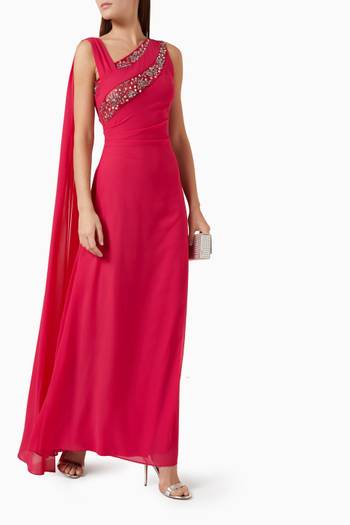 hover state of One-shoulder Gown in Georgette