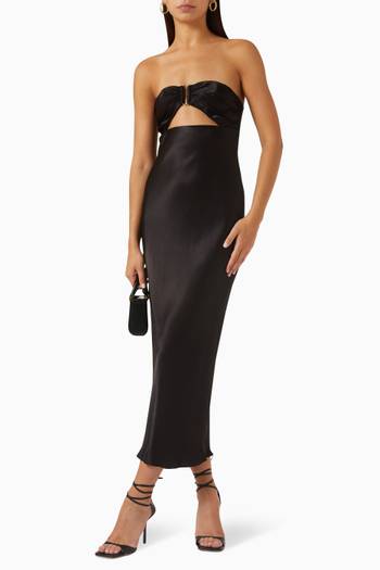 hover state of Camille Strapless Cut-out Midi Dress