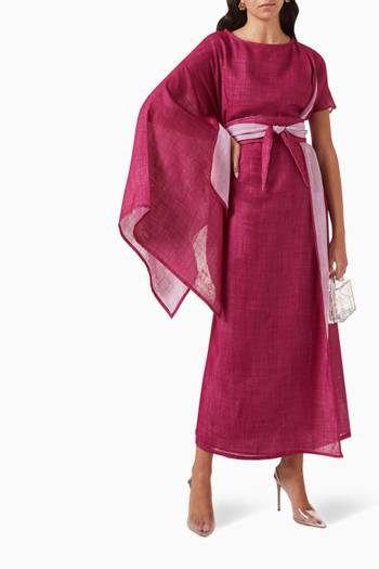hover state of Asymmetric Kimono Dress in Linen