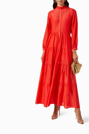 hover state of James Tiered Maxi Dress in Cotton-silk Blend