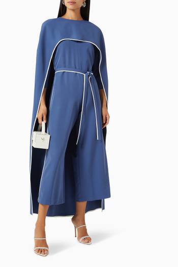 hover state of Cape & Jumpsuit Set in Stretch-crepe
