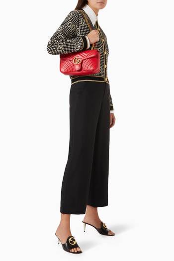 hover state of GG Marmont Small Shoulder Bag in Matelassé Leather