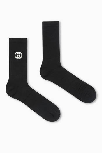 hover state of Interlocking GG Socks in Cotton-blend