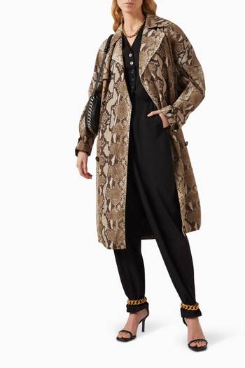 hover state of Python-print Belted Trench Coat in NewLife Nylon