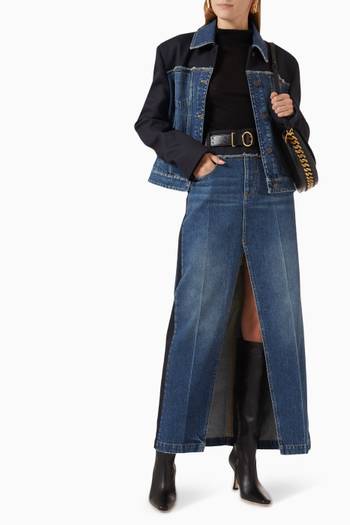 hover state of Twill Panelled Maxi Skirt in Denim