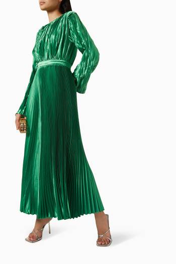 hover state of Royale Maxi Dress in Pleated Satin