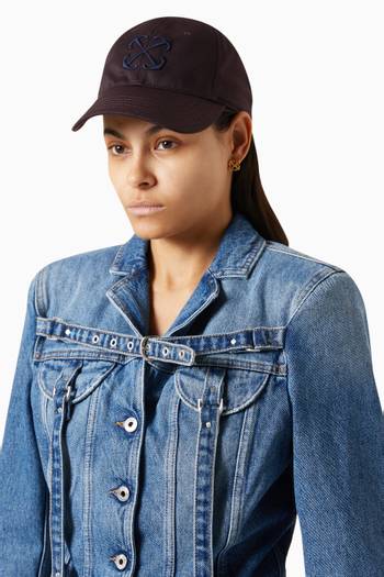 hover state of Arrow Drill-embroidered Baseball Cap in Cotton-twill