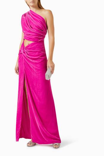 hover state of Petra Cut-out Gown in Silk Velvet