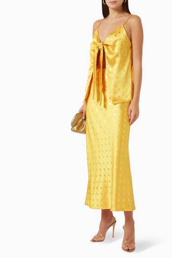 hover state of Mason Tie-front Gold-fleck Top in Satin
