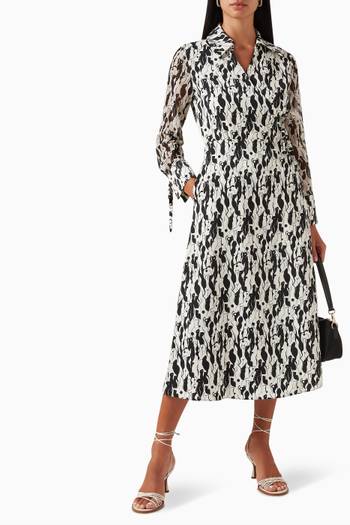 hover state of Brocca Printed Wrap-front Midi Dress