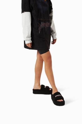 hover state of Furry Platform Sandals in Faux Shearling