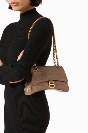 hover state of Small Crush Chain Bag in Croc-embossed Leather