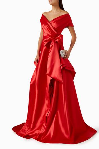 hover state of Off-shoulder Gown in Satin