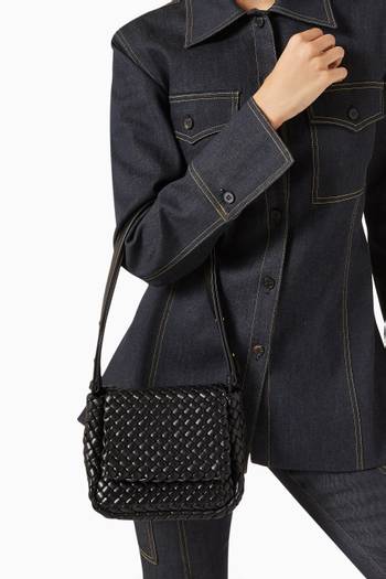 hover state of Mini Cobble Shoulder Bag in Intreccio Leather