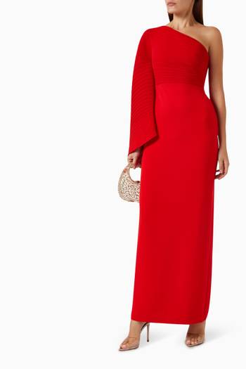 hover state of Lillia One-shoulder Maxi Dress in Chiffon & Crepe