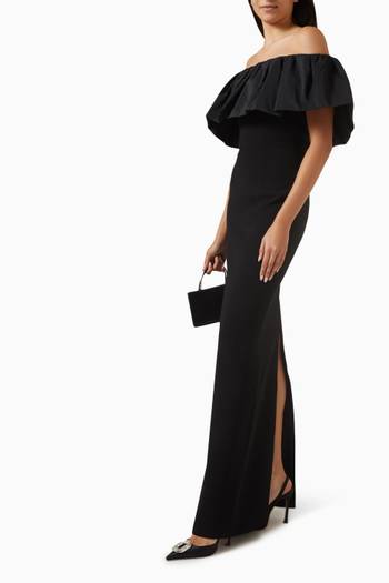 hover state of Danielle Off-Shoulder Gown in Crêpe