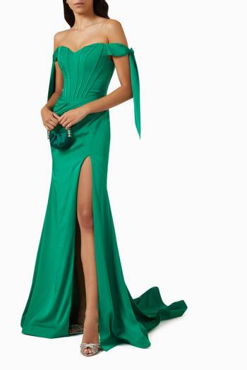 hover state of Off-the-shoulders Corset Gown in Satin