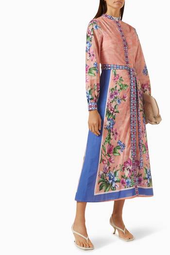 hover state of Floral-print Buttoned Maxi Dress in Cotton