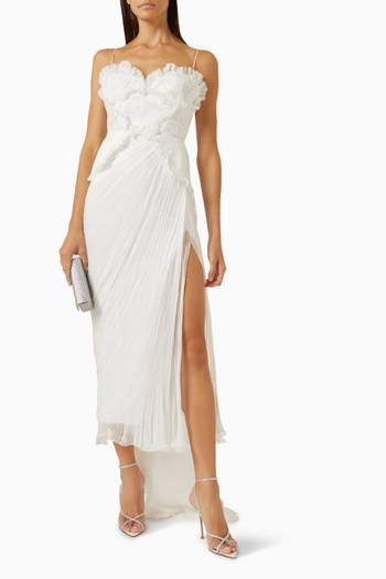 hover state of Ellery Pleated Midi Dress in Silk Moussline