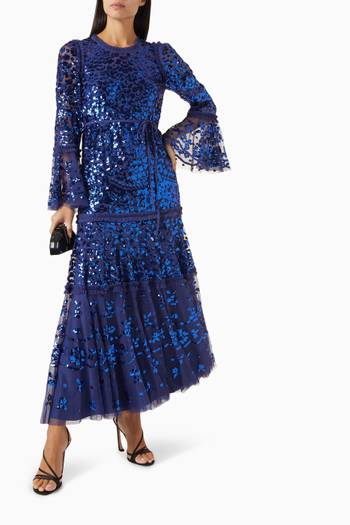 hover state of Annie Sequin Tiered Ankle Gown in Tulle