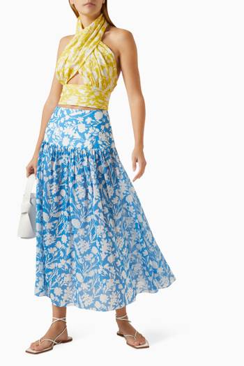 hover state of Catania Floral Midi Skirt