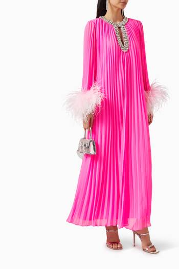 hover state of Embellished Feather Dress in Chiffon