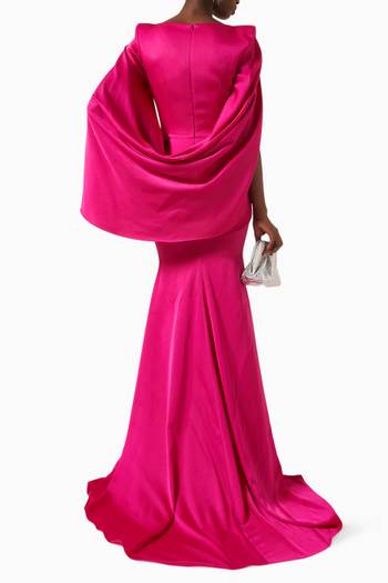hover state of Portrait Cape Gown in Satin Crepe