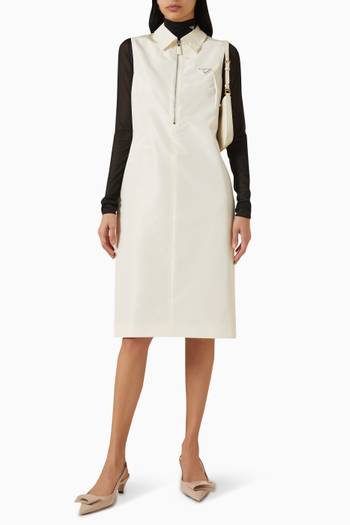 hover state of Triangle Logo Shirt Midi Dress in Silk-blend