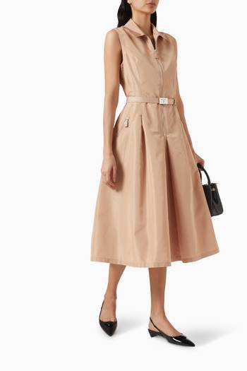 hover state of Classic Collar Midi Dress in Re-nylon