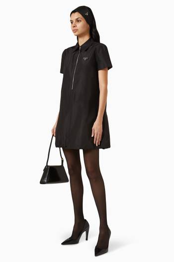 hover state of Triangle Logo Shirt Mini Dress in Silk-blend