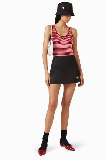 hover state of Triangle Logo Striped Tank Top in Cotton