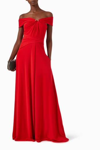 hover state of Off-Shoulder Maxi Gown in Jersey Crêpe