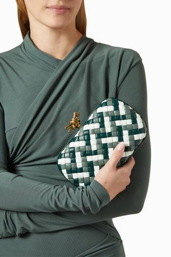 hover state of Knot Minaudiere Clutch in Intreccio Calfskin