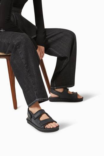 hover state of Jack Flat Sandals in Leather