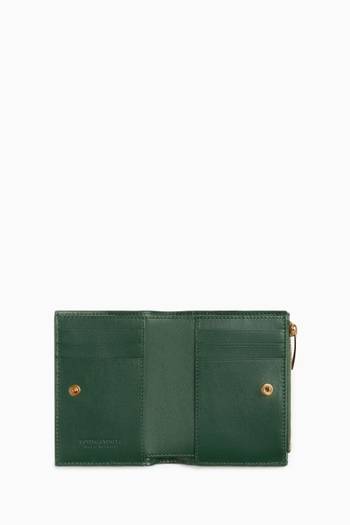 hover state of Small Cassette Bi-fold Zip Wallet in Intrecciato Leather