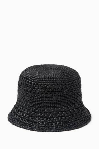 hover state of Logo-embroidered Bucket Hat in Raffia