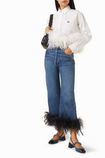 hover state of Feathered-hem Jeans in Denim