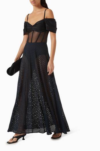 hover state of Corset Maxi Dress in Net