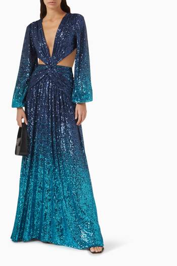 hover state of Ombre Cut-out Maxi Dress in Sequin