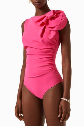 hover state of Wlasi Floral Ruffle One-piece Swimsuit