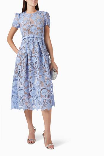 hover state of Belted Midi Dress in Lace