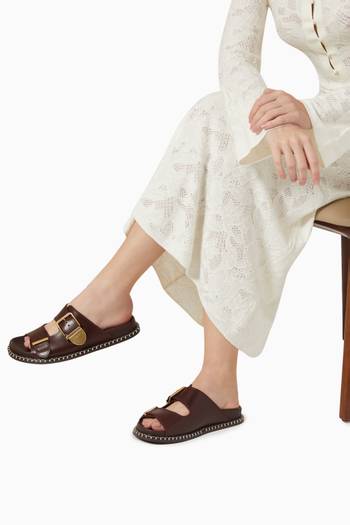 hover state of Rebecca Slide Sandals in Calfskin Leather