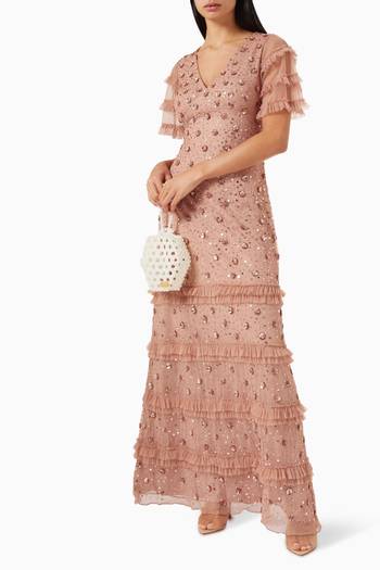 hover state of Sequin-embellished Maxi Dress in Net