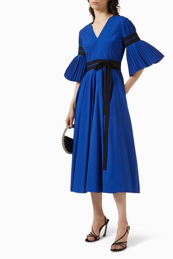 hover state of Amalia Dress in Pleated Cotton-blend