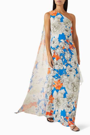 hover state of One-shoulder Floral-print Maxi Dress in Viscose