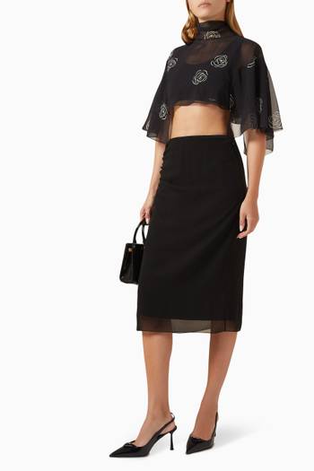 hover state of Gathered Midi Skirt in Georgette