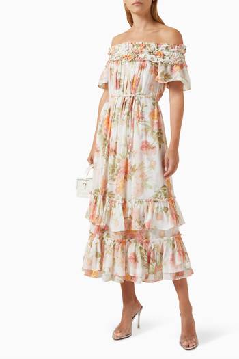 hover state of Peony Promise Off-shoulder Ballerina Dress in Chiffon