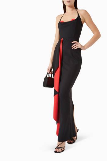 hover state of Two-tone Open-back Maxi Dress in Jersey