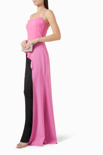 hover state of Draped Elongated Maxi Dress in Jersey