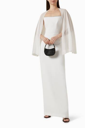 hover state of Chiffon Cape-sleeve Embellished Gown
